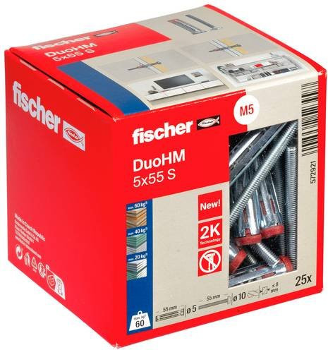 Fischer DuoHM Hohlraumdübel 5x55 mm aus Kunststoff und Stahl, 25 Stück - Bild 1