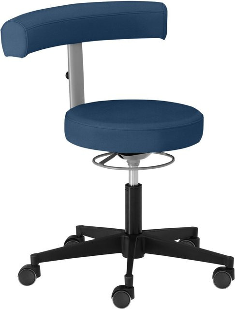 Mayer Sitzmöbel Funktionsdrehstuhl als niedriger Drehhocker mit Stoffbezug, Farbe Dunkelblau/Schwarz, B/H/T: 62 x 69 x 62 cm - Bild 1