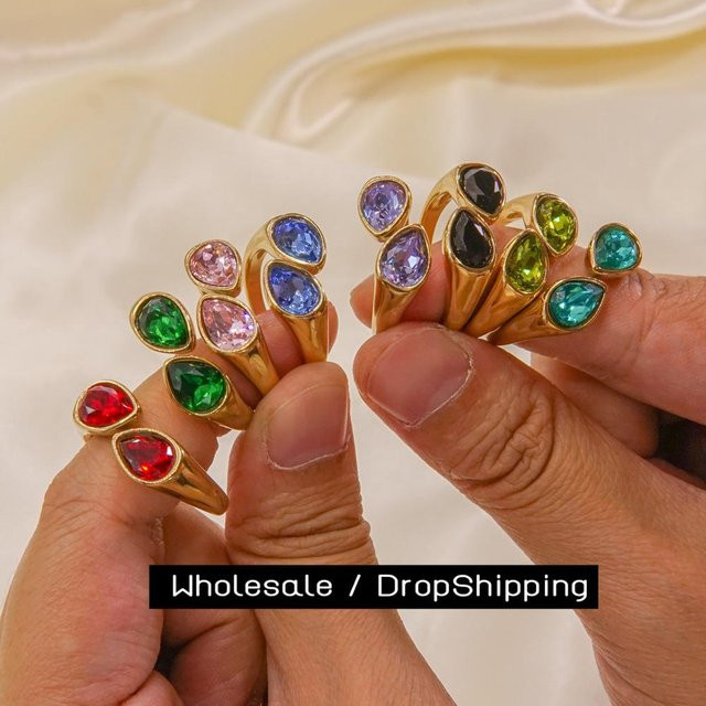 CARLIDANA Ring, Edelstahl, Gold, Zirkonia, Damen - Bild 1