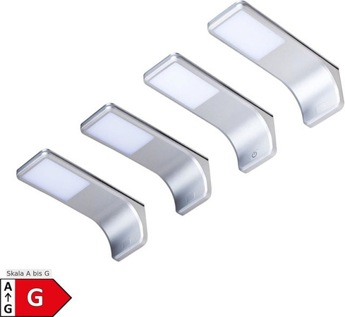 4er Set LED Unterbauleuchten in Silber-Grau für Küchen, Wohn- und Arbeitsbereiche