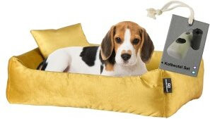 Rohrschneider Hundebett Kuschelsofa Gelb M mit abnehmbarem Bezug und rutschfester Unterseite - Bild 1