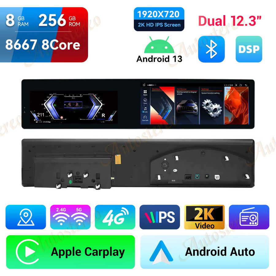 ZWNAV Dual Screen Multimedia Player mit Android 14 und CarPlay für BMW 5er M5 F10 F11 F18 CIC NBT, 25 Zoll, Schwarz mit GPS Navigation - Bild 5