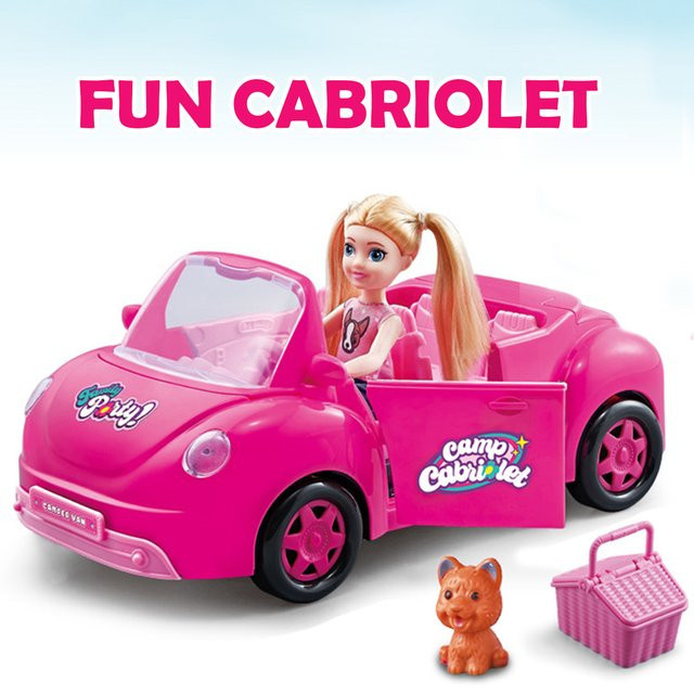 MSFTOYS Puppenhaus Picknick Auto Set, Cabrio, Blau, DIY Miniatur Möbel - Bild 1