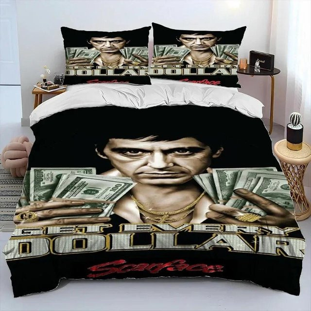 Bettwäsche-Set Scarface Tony mit Deckenbezug und Kissenbezug von Jessica Chen, Farbe Schwarz, B/H: 180 x 210 cm - Bild 1