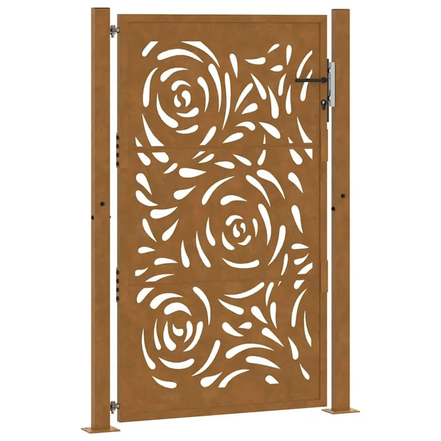 vidaXL Gartentor aus Stahl in Braun mit Flammendesign, B/H: 110 x 155 cm - Bild 2