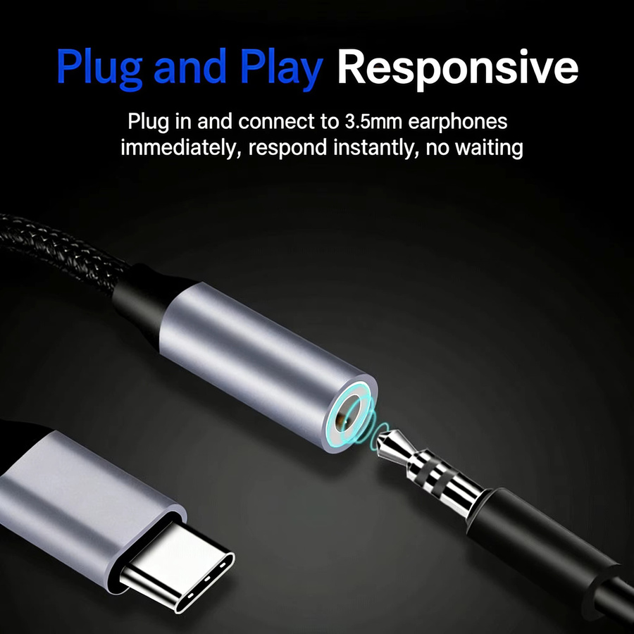 HOMEFISH USB-C auf 3,5 mm Klinkenadapter Aux-Audiokabel für Samsung, Huawei, Xiaomi, iPad Pro, iPhone und OnePlus - Bild 3