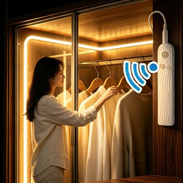 Mikenoon 5V LED COB-Lichtleiste mit Bewegungssensor in Warmweiß für Schrank- und Garderobenbeleuchtung - Bild 1