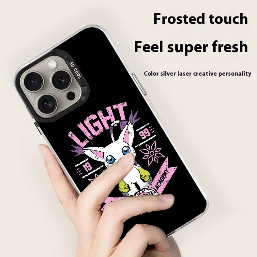 Anime D-DigimonS Cartoon Handyhülle für iPhone 11-16, Farbwechselnd und Transparent, Anti-Fall TPU Hülle in Schwarz - Bild 2