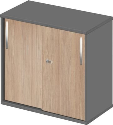 Schäfer Shop Select LOGIN Ansatz- und Aufsatz-Schiebetürenschrank, graphit/Eiche-Dekor, B/T/H: 80 x 42 x 72,6 cm - Bild 1