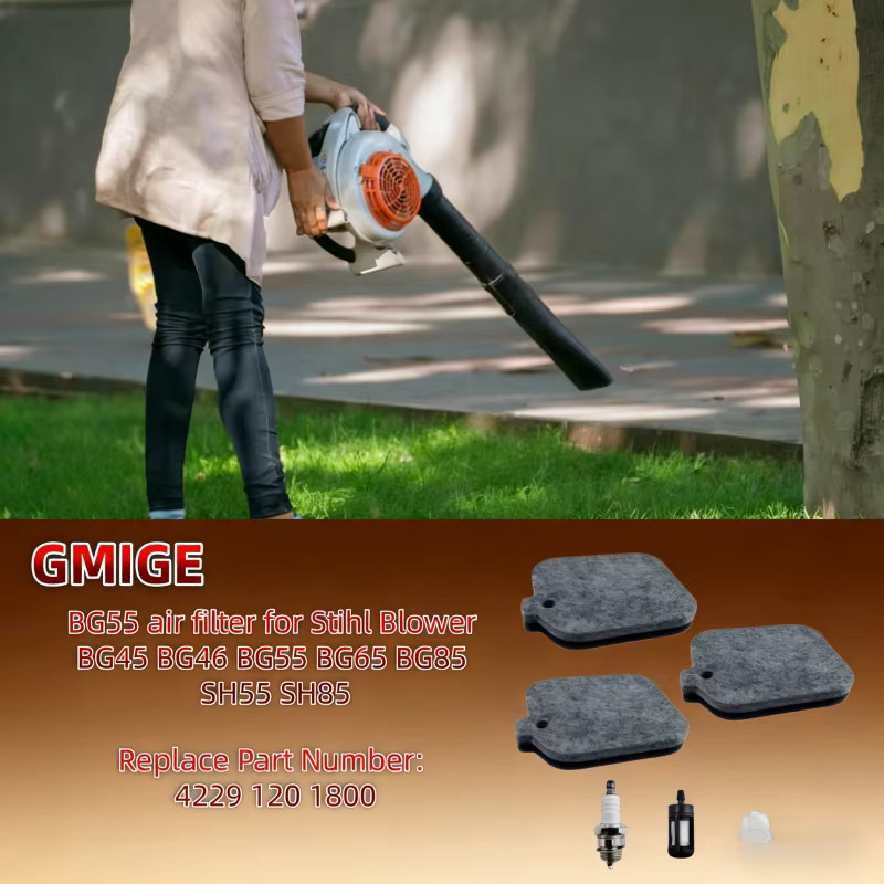 Stihl Luftfilter-Tuning-Kit für Laubbläser BG45 BG55 BG65 SH55 mit Kraftstoffleitung, Primerbirne und Zündkerze in Grau - Bild 2