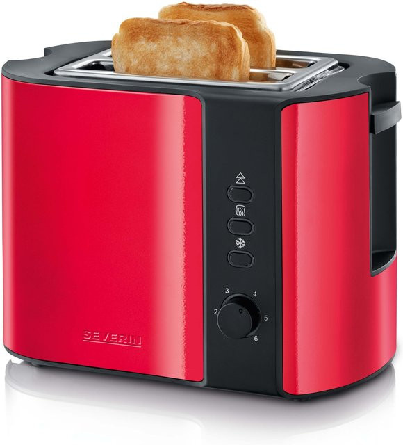 Severin Toaster AT 2217 mit Brötchenaufsatz in Rot Metallic und Schwarz, kabelgebunden - Bild 2