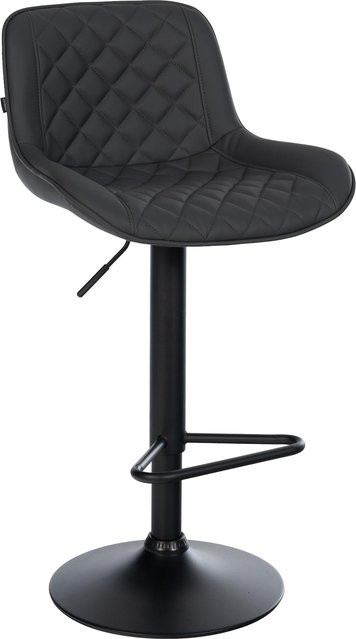 CLP Barhocker Kasson höhenverstellbar und drehbar mit Rückenlehne und Fußablage, modern mit gepolsterter Sitzfläche aus Kunstleder, schwarz - Bild 1