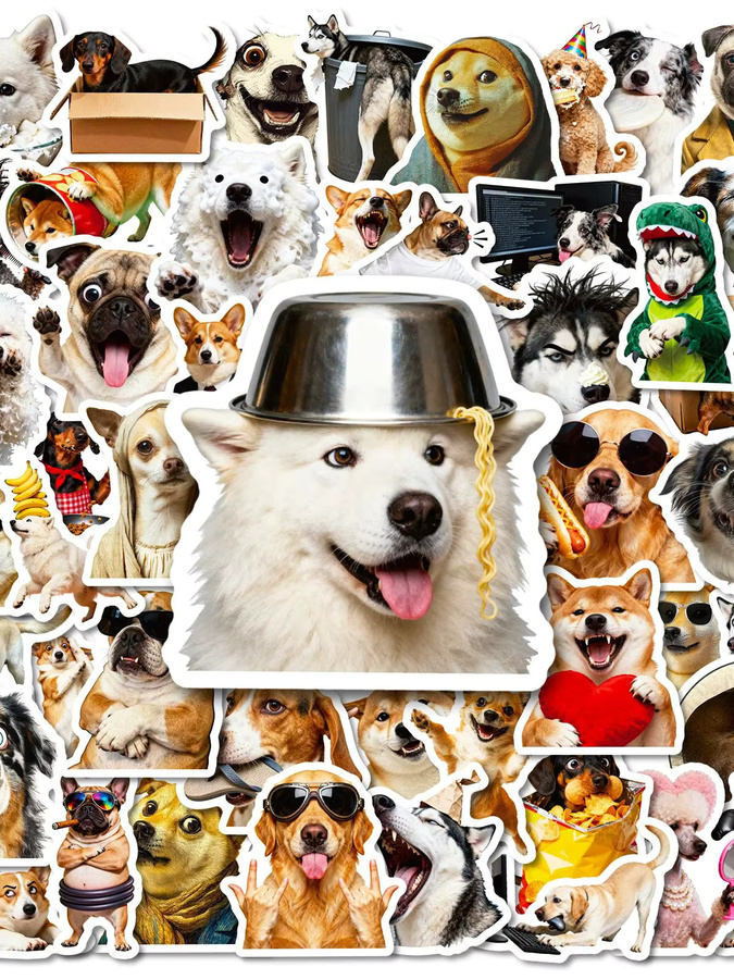 56 Stück Hundelaufkleber Set mit lustigen Hundememes in Multicolour für Laptop, Notebook und Skateboard - Bild 4