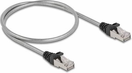 Delock 80107 RJ45 Patchkabel CAT 6a U/FTP Ethernet LAN Silber, Länge: 0,50 m