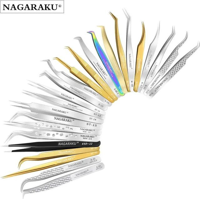 NAGARAKU Wimpernverlängerungspinzette N-03, Edelstahl, Unisex - Bild 1
