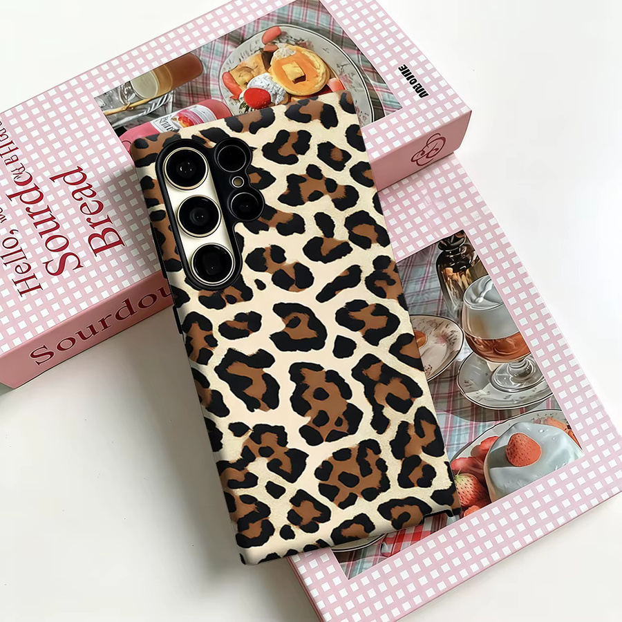 Stoßfeste Doppelschicht Handyhülle Brushstroke Leopard für Samsung Galaxy S26 S25 Ultra S24 S23 Ultra Plus in Multicolour - Bild 3