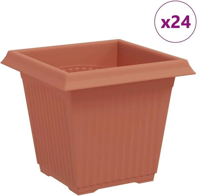 vidaXL Quadratische Blumentöpfe im 24er Set, Ziegelrot, B/T/H: 16 x 16 x 14 cm - Bild 1
