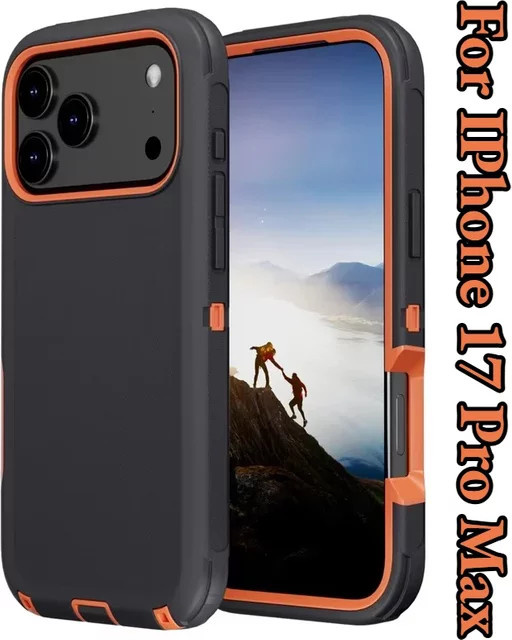 Ott 3in1 Heavy Duty Defender Box Case Schutzhülle für iPhone 17 16 15 14 13 12 Pro Max in Schwarz und Grau - Bild 1