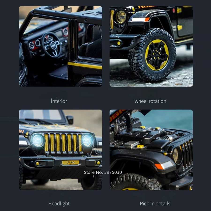 MAKEDA Wrangler Rubicon Druckgussauto, SUV-Fahrzeug, Maßstab 1:24, mit Ton und Licht - Bild 2