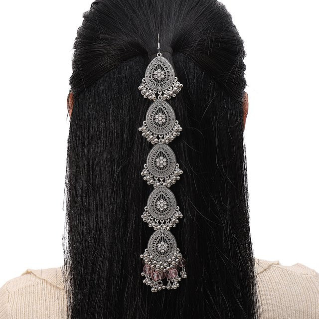 TopHanqi Haarschmuck, Silber Farbe, Strass, Wasser Tropfen, Quaste - Bild 1