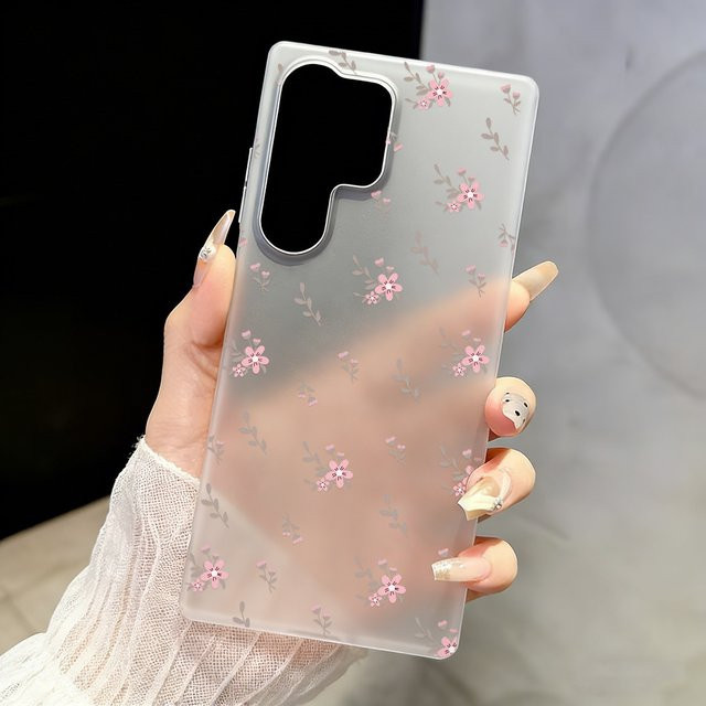Matte Blumen-Handyhülle für Samsung Galaxy S25 Ultra S24 FE S23 A17 A16 A07 A06 A56 5G A36 A35 A55 A54 A53 A26 A05S in Transparent - Bild 1