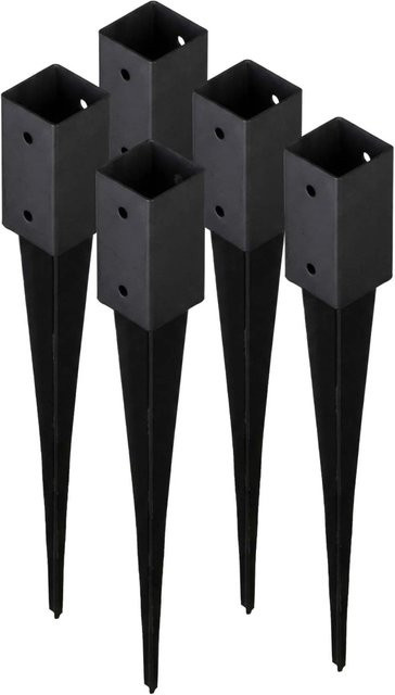 HOLLMAX 5er Set Einschlaghülse für Vierkantpfosten, Schwarz, 71 mm - Bild 1
