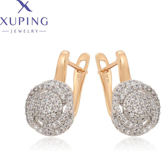 Xuping Jewelry Creolen, Blumenförmig, Gold, Zirkonia, Damen - Bild 1
