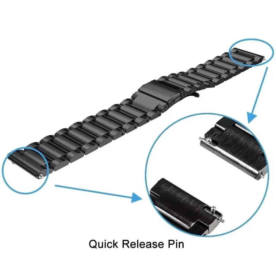 Uhrenarmband Edelstahl, Schwarz, 22 mm, Unisex - Bild 2