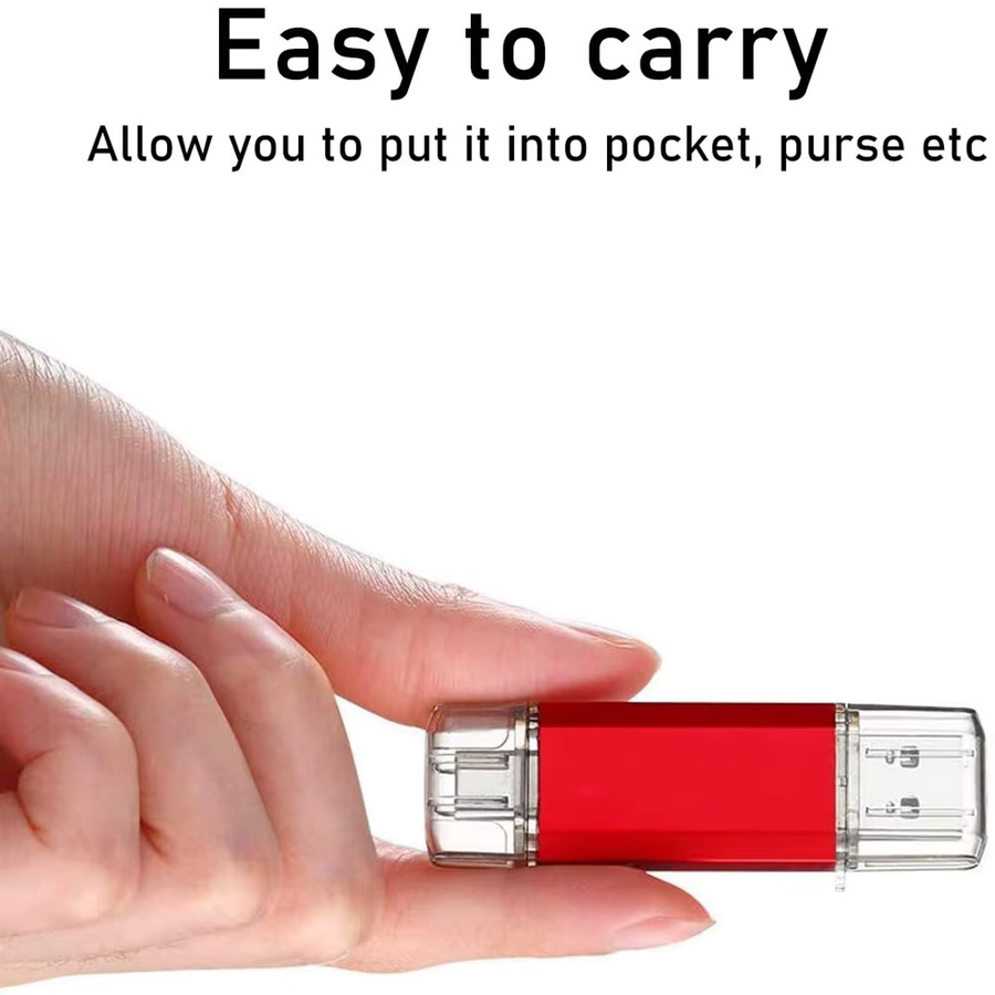 BiNFUL USB-C OTG USB-Stick für iPhone und iOS in Rot mit Schlüsselanhänger - Bild 2