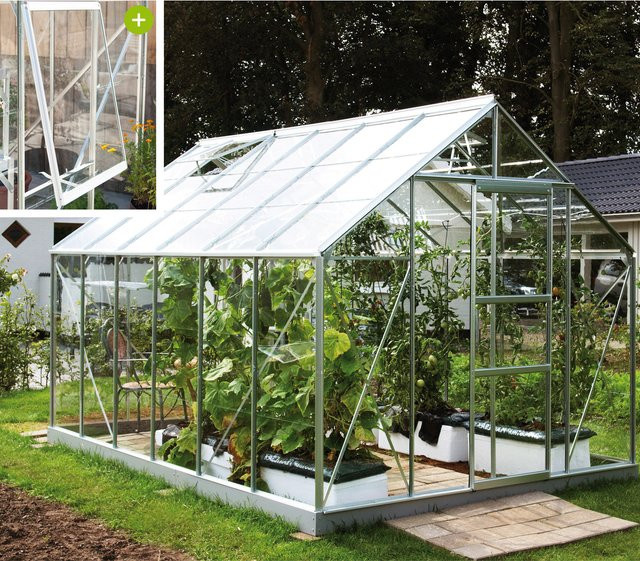 Vitavia Gewächshaus Meridian 9900 aus eloxiertem Aluminium in Silber mit 9,9 m² und Sicherheitsglas - Bild 1