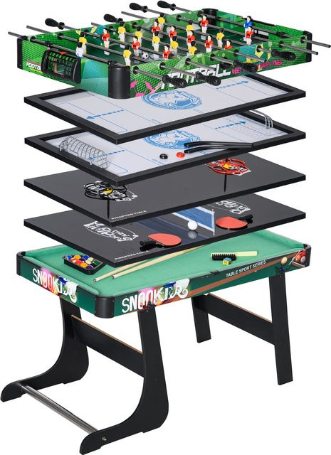 HOMCOM 6-in-1 Spieltisch klappbar, Kicker, Billard, Airhockey, Tischtennis, Ringwurf & Eishockey - Bild 1