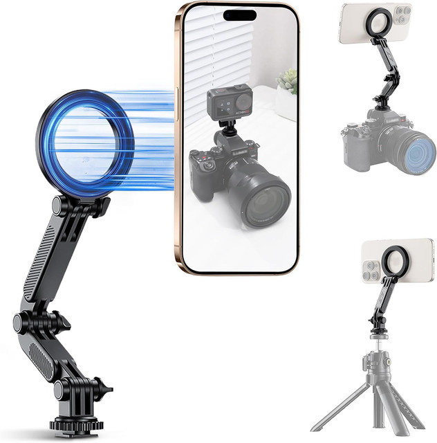 JJC Magnetische Kaltschuh-Telefonhalterung in Schwarz für iPhone, Samsung, DJI Osmo Action und GoPro Kameras - Bild 1