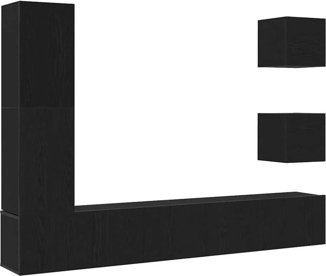 vidaXL TV-Schrankset 6-teilig modern in Schwarz und Eichen-Optik, Wandmontage, B/T/H: 160 x 30 x 30,5 cm - Bild 1