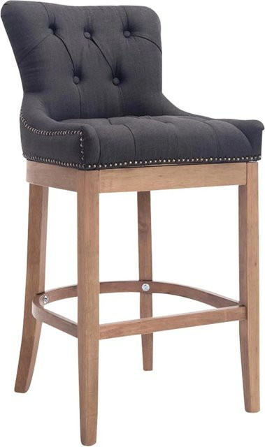 DELUKE Barhocker KAGAD mit Lehne aus Stoff in Dunkelgrau und Braun, B/T/H: 55 x 57 x 109 cm - Bild 1
