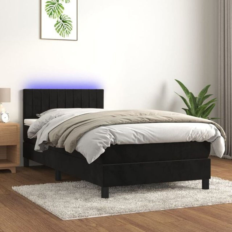 Vidaxl Boxspringbett mit Matratze in Schwarz aus Samt, Modernes Design, B/T/H: 80 x 200 x 78 cm - Bild 1