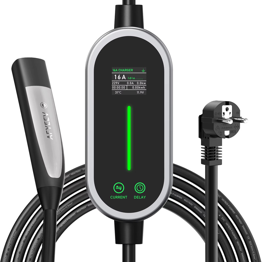 JNTAFEV Tragbares EV-Ladegerät mit 3,6 kW, TS-NACS-Ladestecker und 2,8-Zoll-LCD-Bildschirm, Farbe: Schwarz - Bild 6