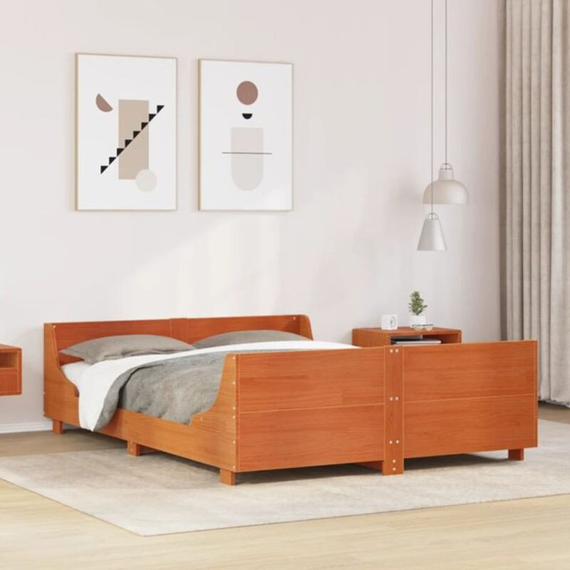 Massivholzbett aus Kiefernholz von vidaxl in Braun, B: 120 cm, L: 190 cm - Bild 1