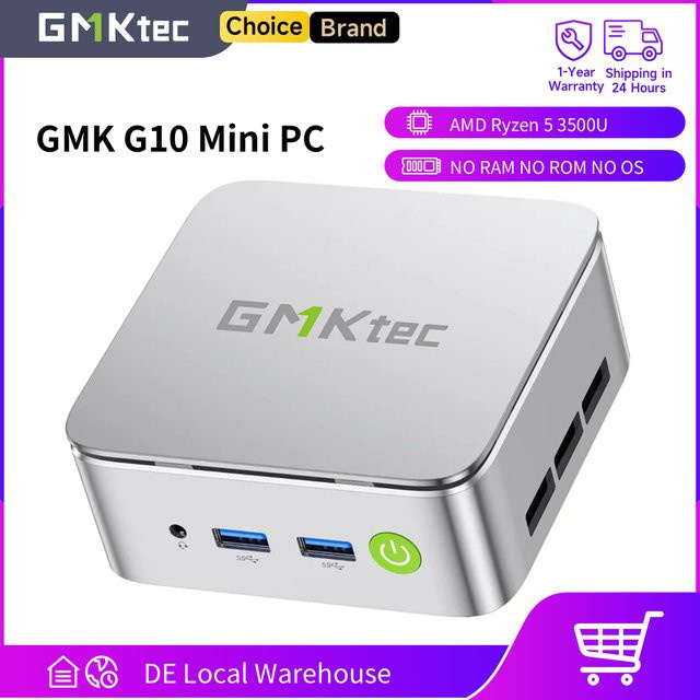 GMKtec G10 Mini-PC Barebone mit AMD Ryzen 5 3500U, 2.5GbE LAN, WiFi und triple 4K-Anzeige - Bild 1