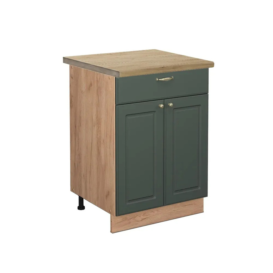 Vicco Küchenunterschrank Fame-Line in Eiche mit Schublade, Farbe Grün-Gold, Landhausstil, Breite: 60 cm, Höhe: 82 cm, Tiefe: 59 cm - Bild 2