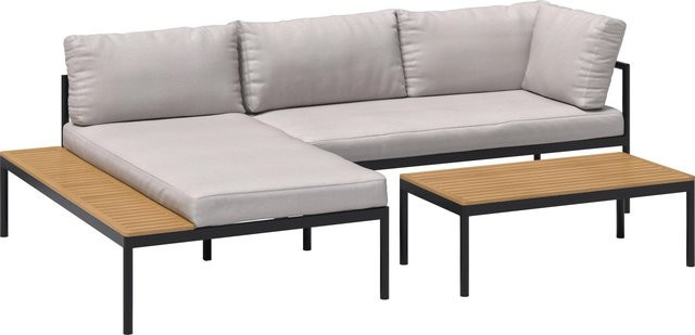 Lounge-Set Lankin 3-teilig von OBI aus Aluminium und Polywood in Anthrazit und Beige mit Sitzauflagen und Rückenkissen - Bild 1