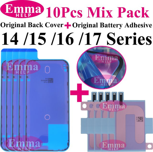 EmmaHelp 10 Stück Batterie-Dichtungs-Klebeaufkleber für iPhone 16 Plus 15 17 Pro Max Air 16E 14 zur Reparatur - Bild 1