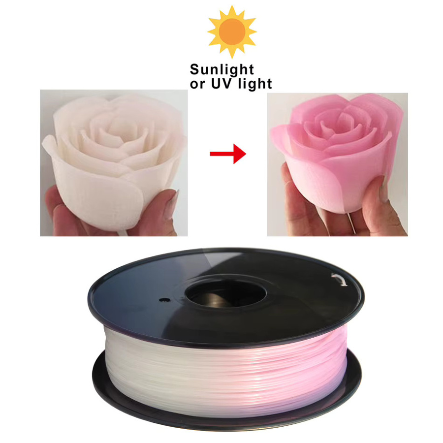 3D Maliang UV-reaktives PLA-Filament 1,75 mm für FDM-3D-Drucker, Farbwechsel von Weiß zu Blau, Rosa und Lila - Bild 5