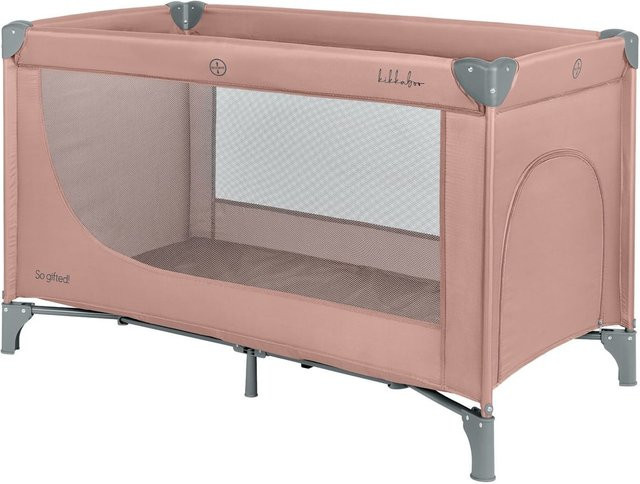 Kikkaboo Reisebett So Gifted mit weicher Matratzenauflage und Seiteneingang in Grau und Pink - Bild 1