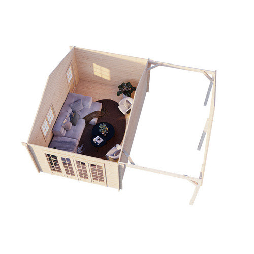 Palmako Gartenhaus Irene aus Fichtenholz in Grau mit Satteldach, B/T/H: 653 x 550 x 316 cm - Bild 3