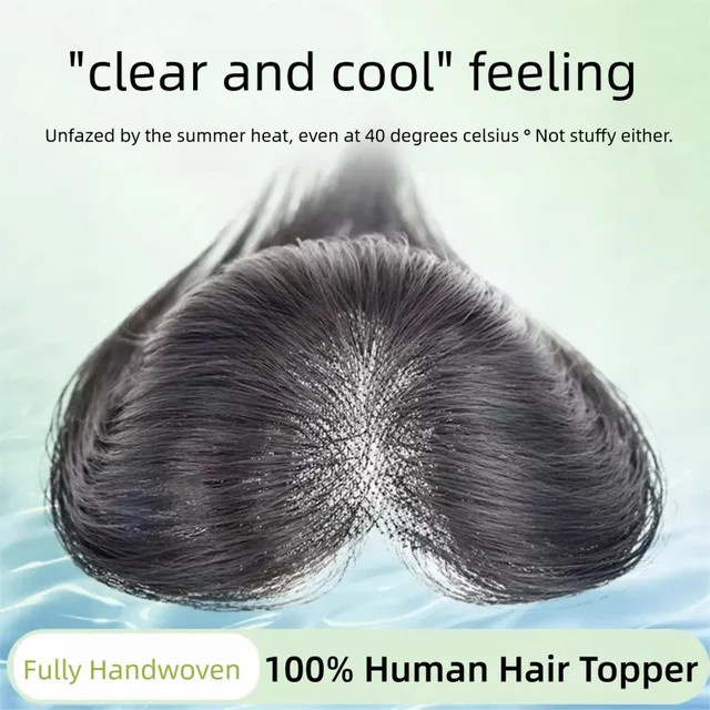Echthaar-Topper für Damen, Clip-In-Haarteil mit Spitzenbasis und Pony - Bild 1