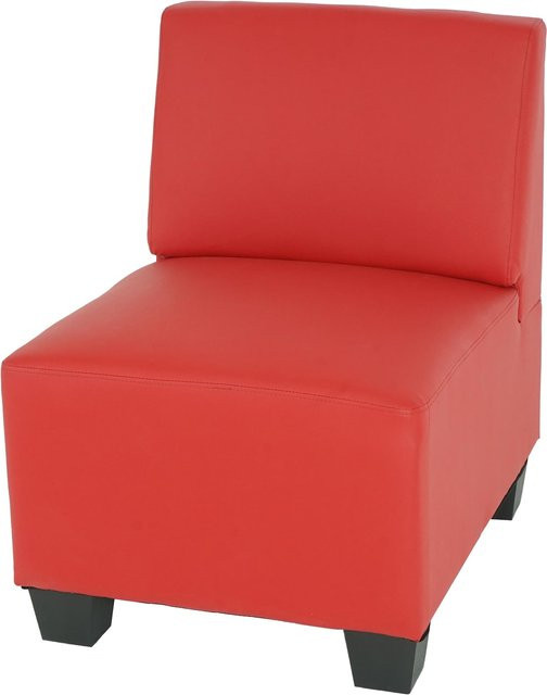 Moncalieri Modular Sessel ohne Armlehnen als Mittelteil aus Kunstleder in Rot - Bild 1