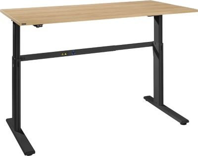 Elektrisch höhenverstellbarer Schreibtisch Bexxstar in Eiche und Schwarz, B/T/H: 180 x 80 x 72,5-118,5 cm - Bild 1