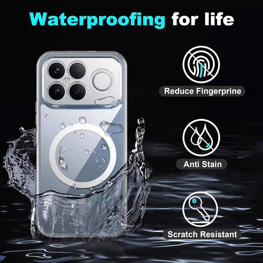 Stoßfeste magnetische Handyhülle für Xiaomi Poco F8 Ultra Pro mit kabelloser Ladefunktion und transparenter Rückseite - Bild 4