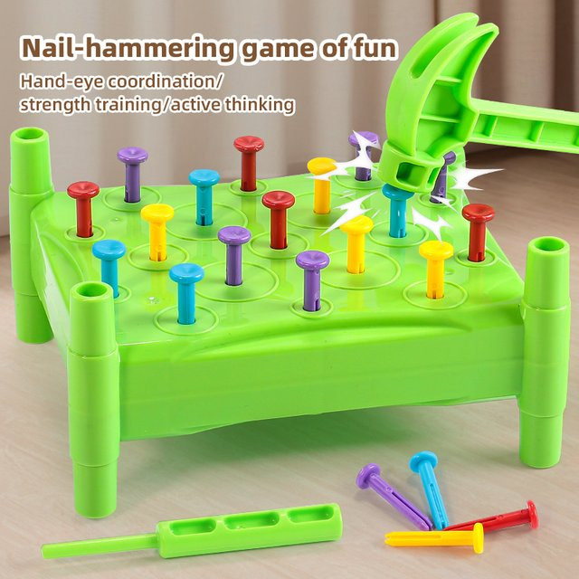 KNYYSECQ Kinder-Percussion-Brettspiel, Nagelhammer, Pfahlrammspielzeug - Bild 1