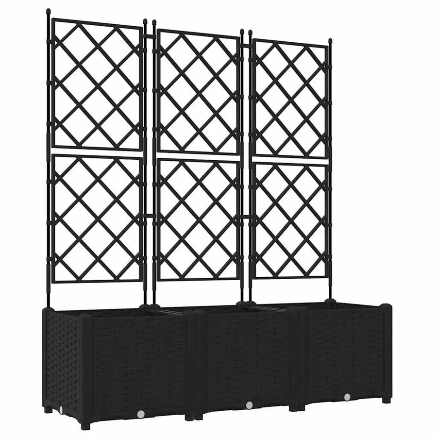 vidaXL Garten-Pflanzgefäß Set aus Stahl in Schwarz, 3 Stück, B/T/H: 120 x 40 x 143 cm - Bild 2